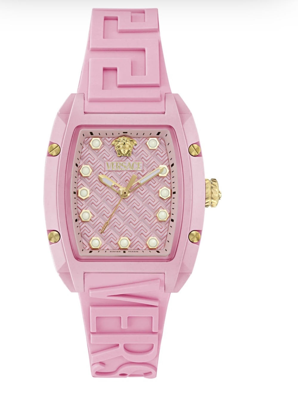 VERSACE Dominus Ecoceramic Watch PINK WORN ONCE (original box included)